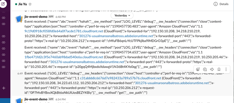 slack message