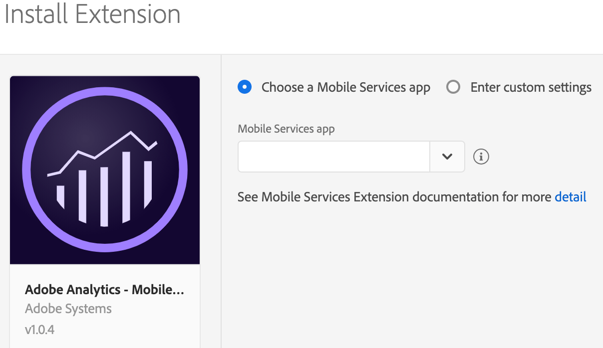 Mobile Services Extension Configuration