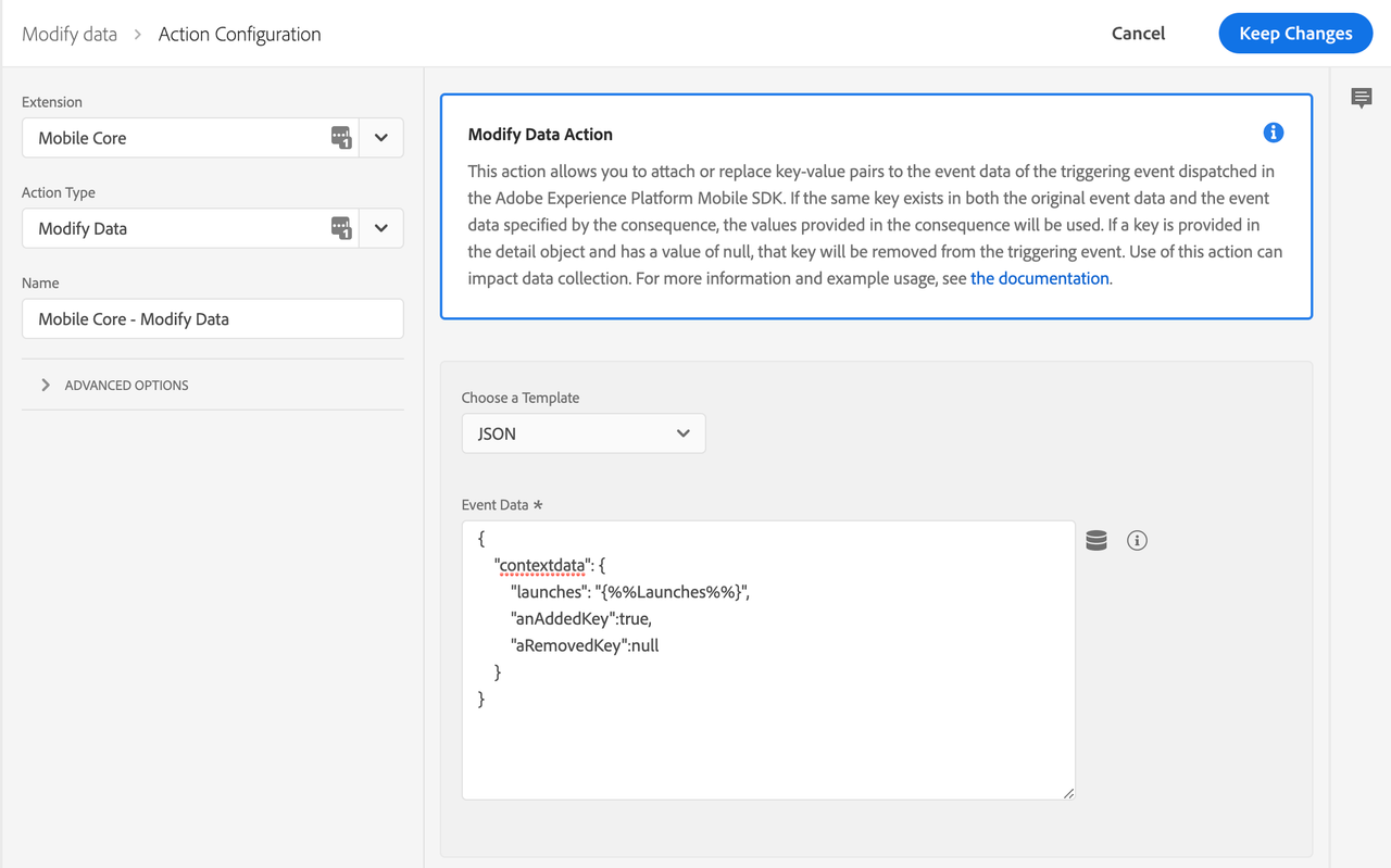 set action json