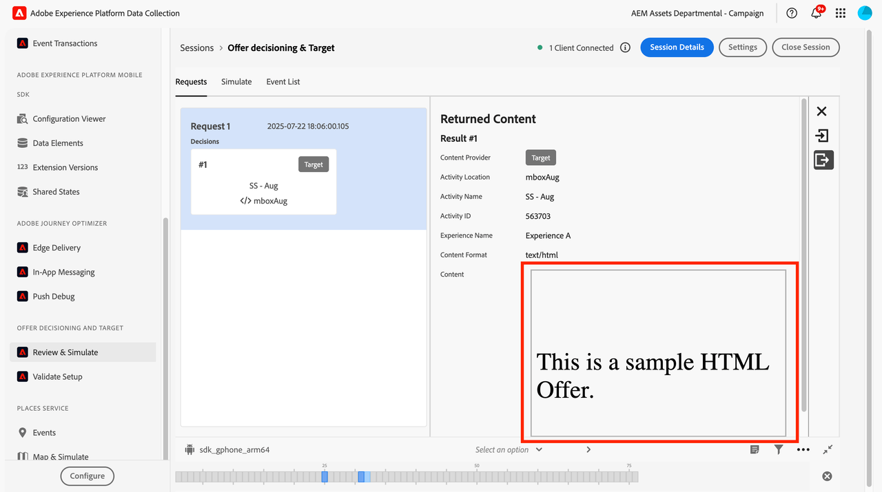 assurance result preview