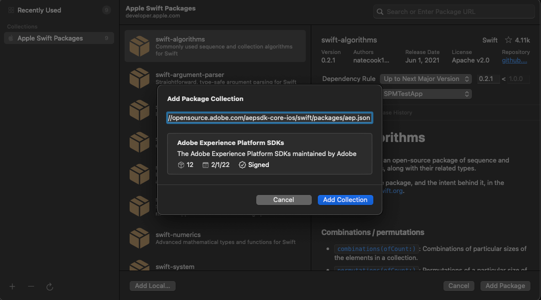 add package collection load