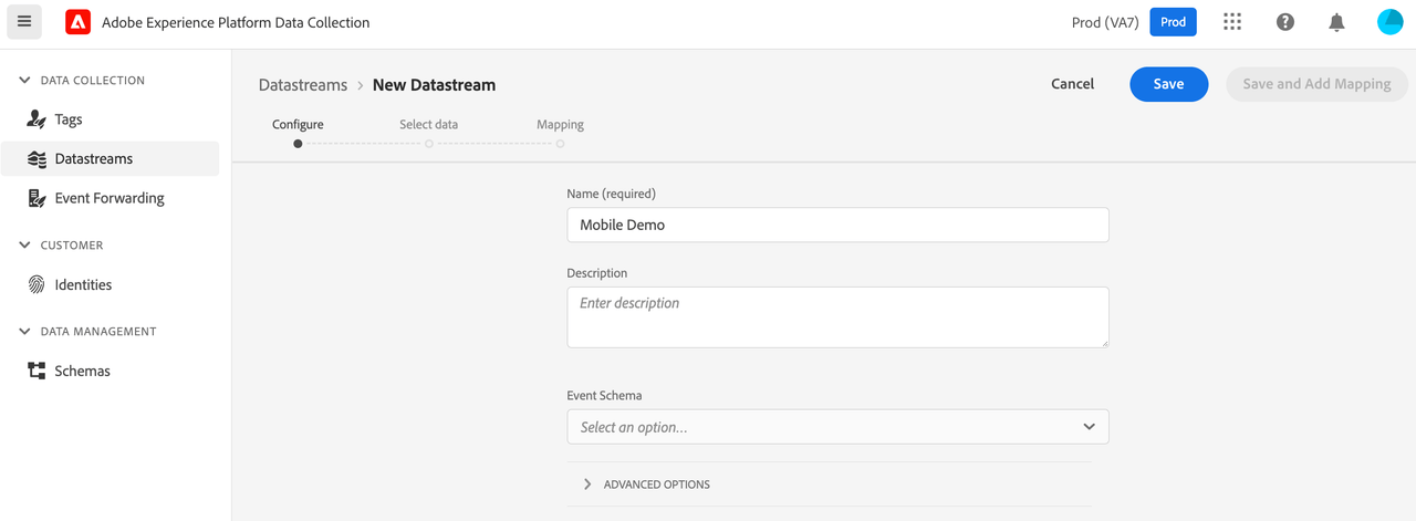 Creating a datastream