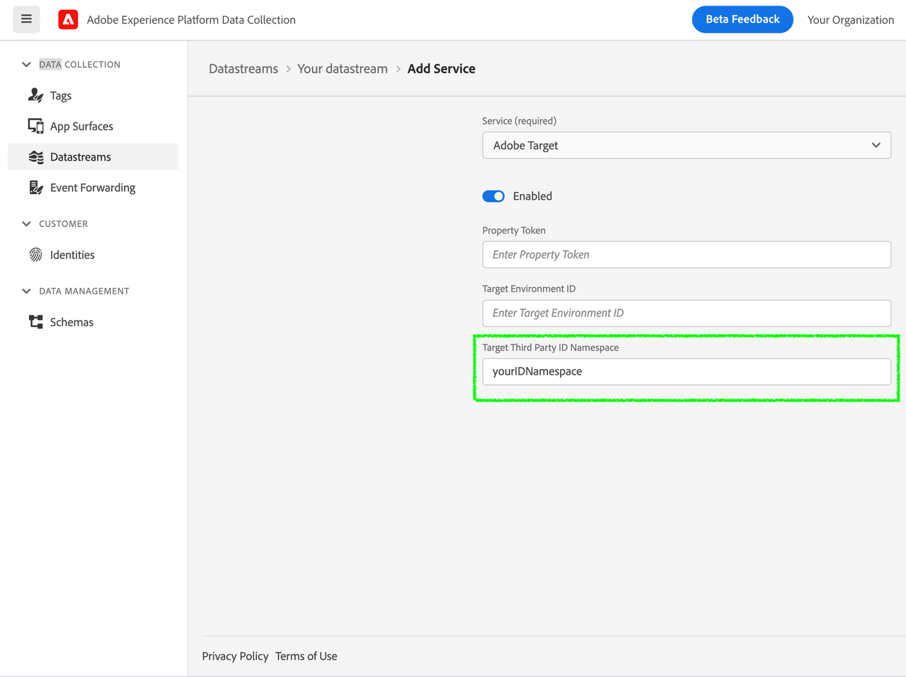 Target Third Party ID configuration