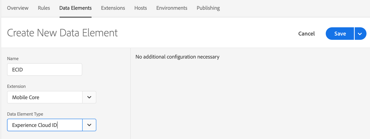 create ECID data element