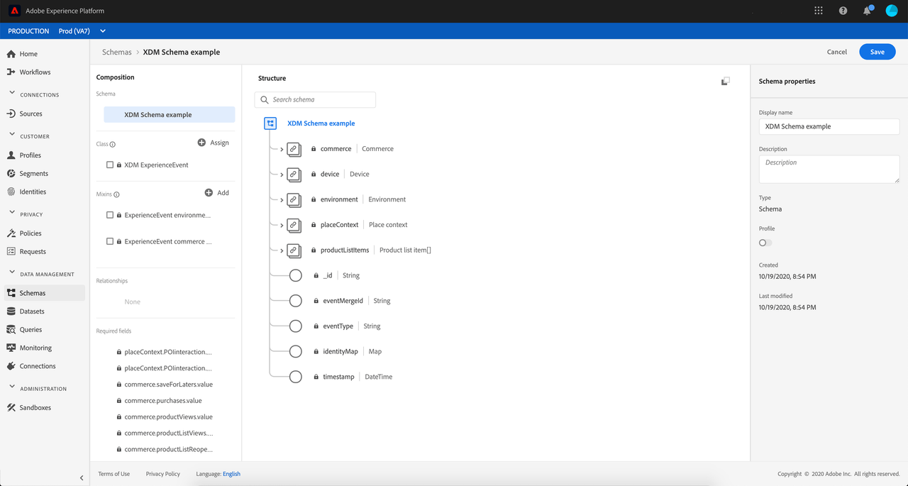 xdm schema example