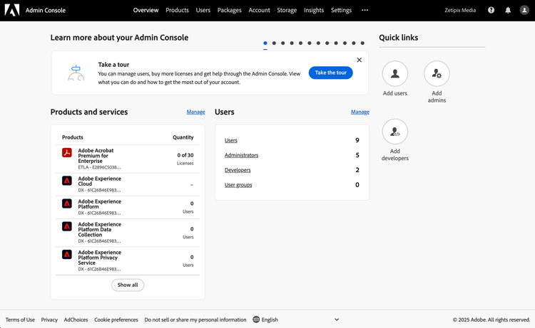 Adobe Admins Console