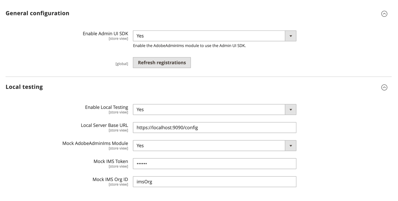 Local server configuration