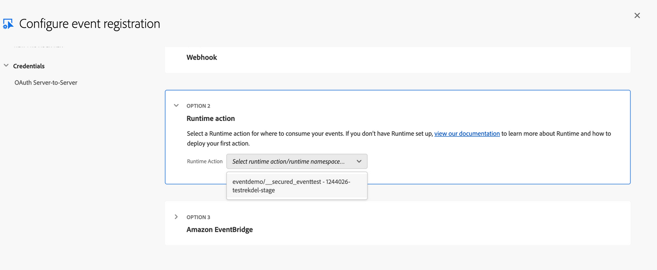 Developer Console Event Registration