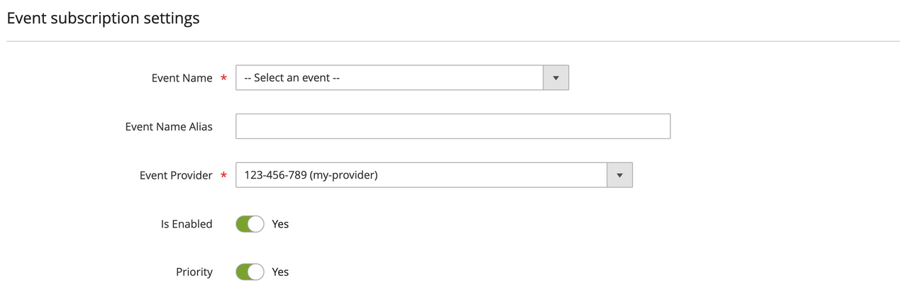 New event subscription
