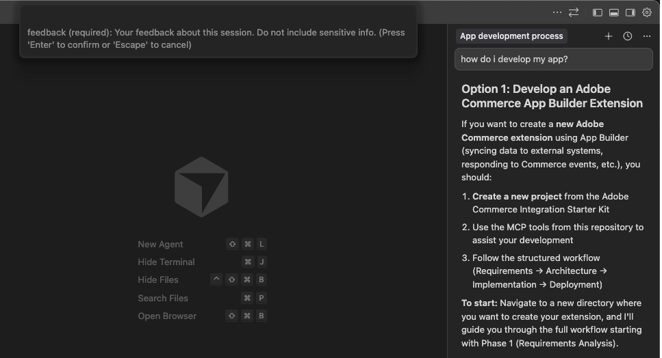 Cursor feedback command input field