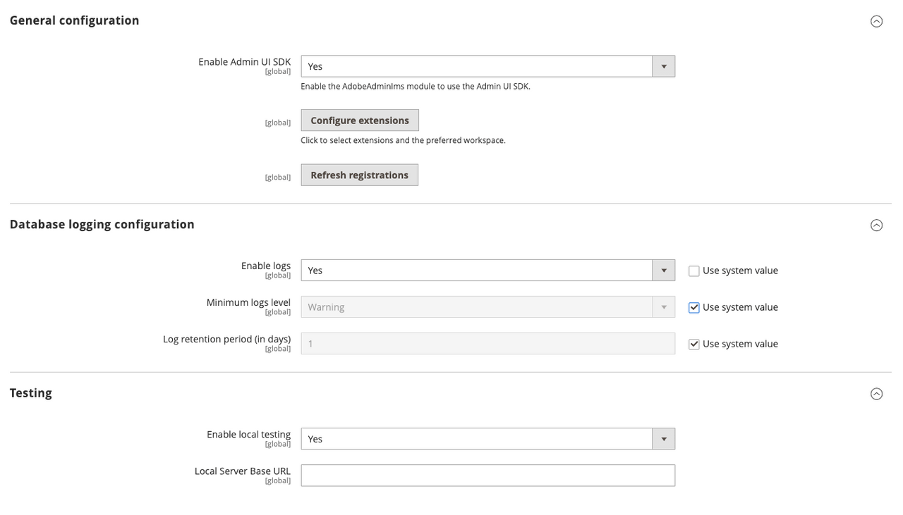 Admin UI SDK general configuration