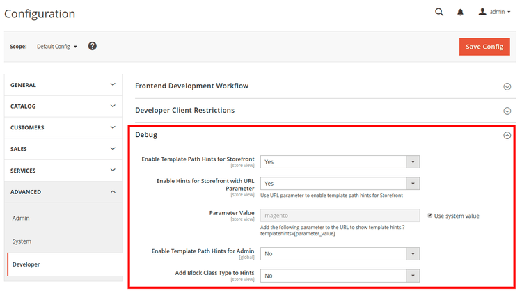 Enabling template hints