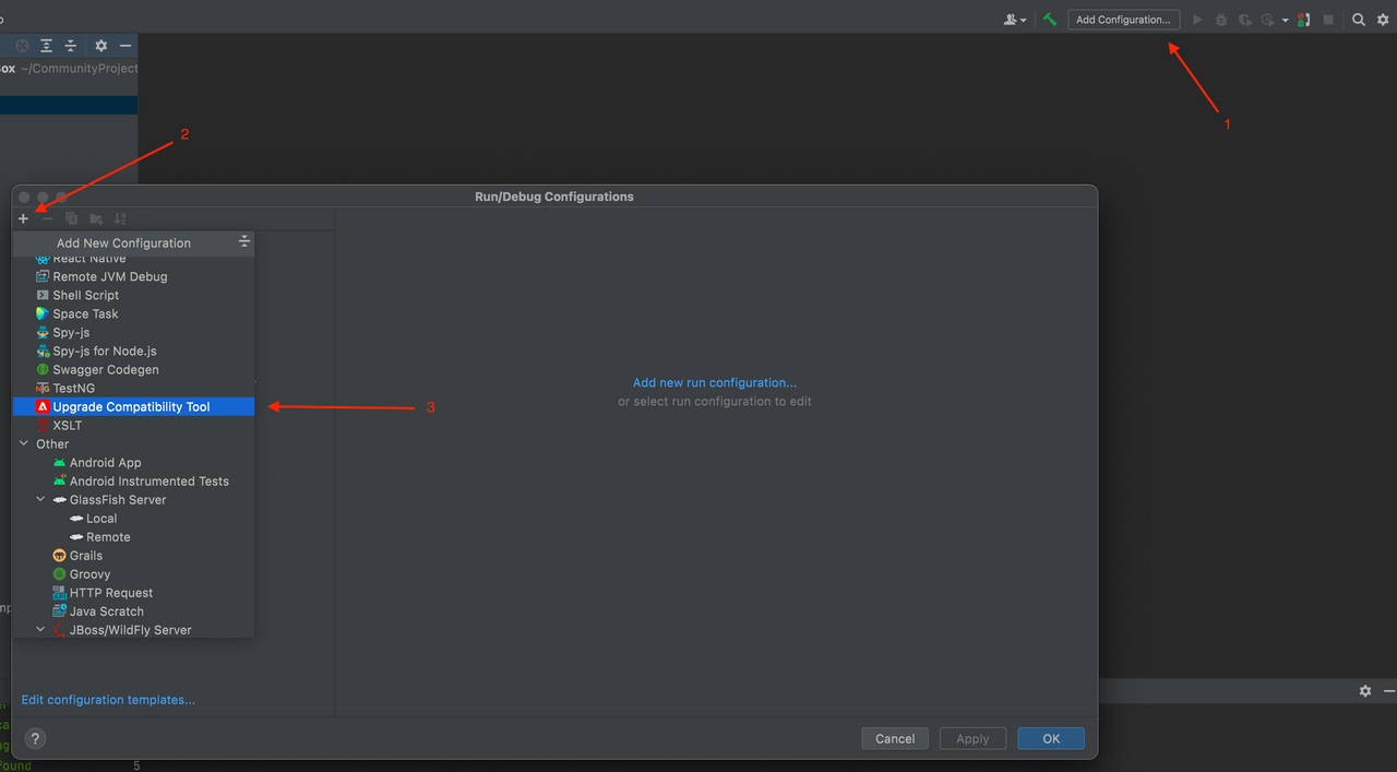 uct run configuration template position