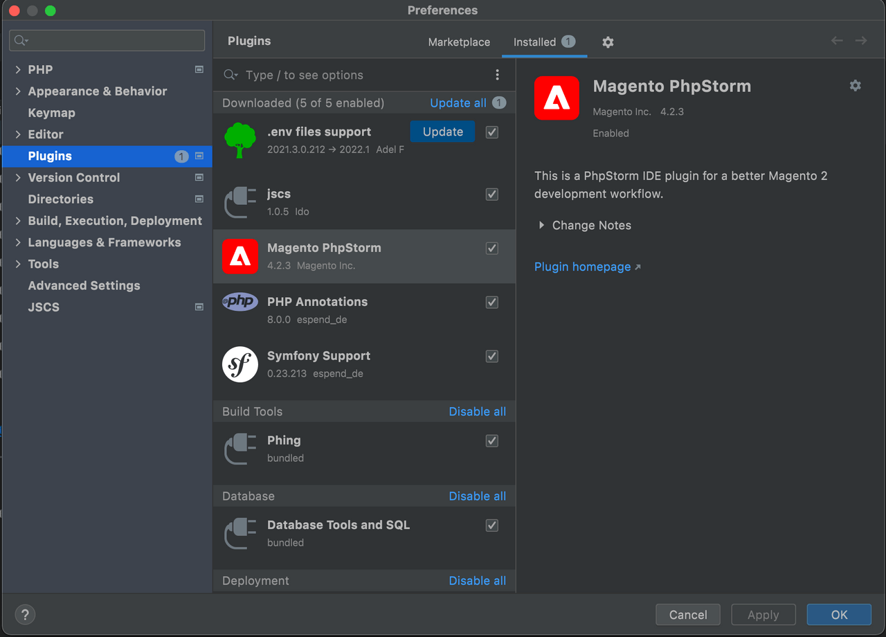 install through phpstorm