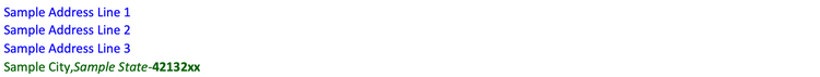 Output of address fragment in document