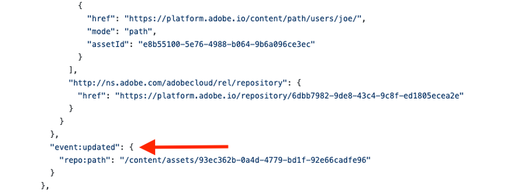 event:updated object with a repo:path property