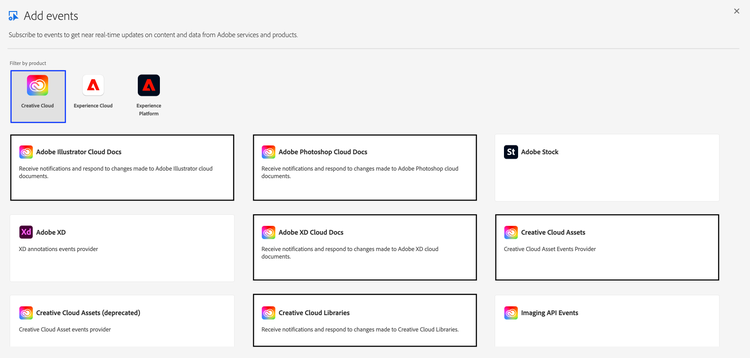 UI for selecting an event provider