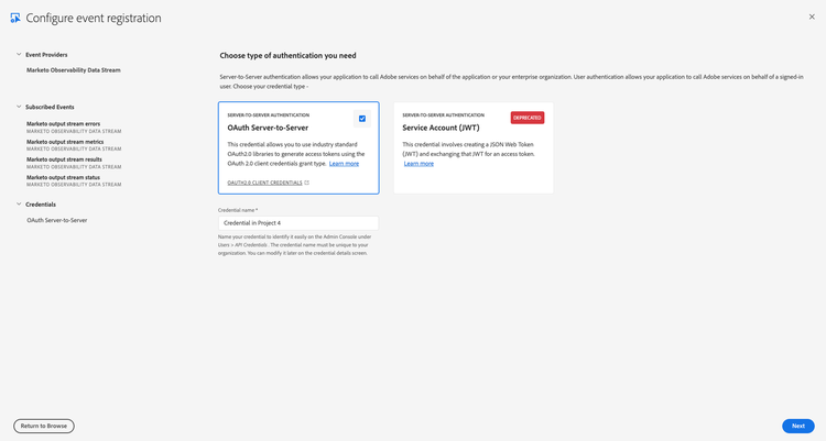 Set up credentials