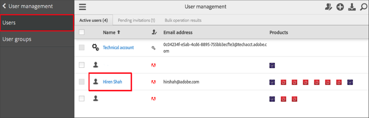 Selecting the user name