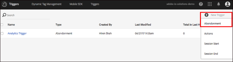Selecting the Abandonment trigger