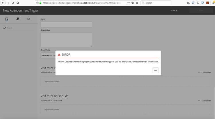 Error fetching Report Suites