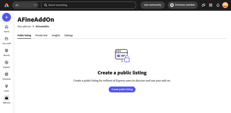 Public listing creation