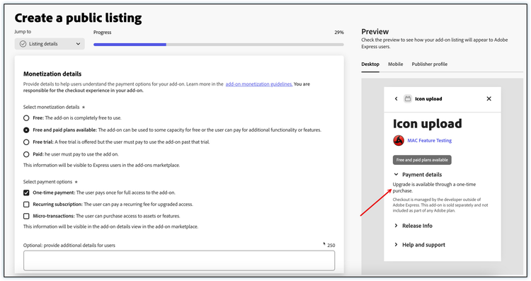 Monetization details