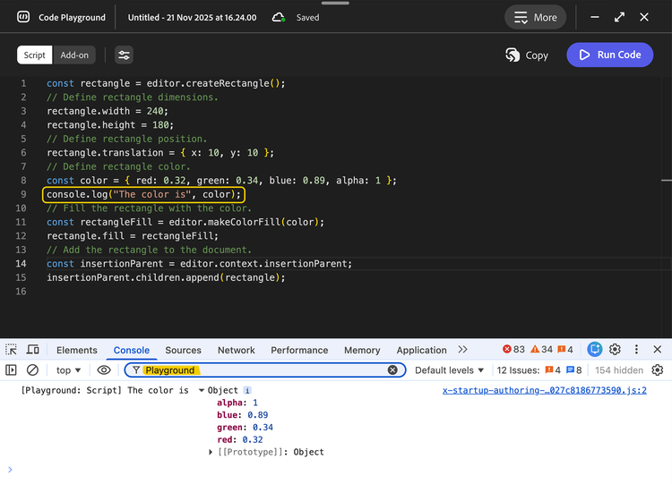 Code Playground Debugging