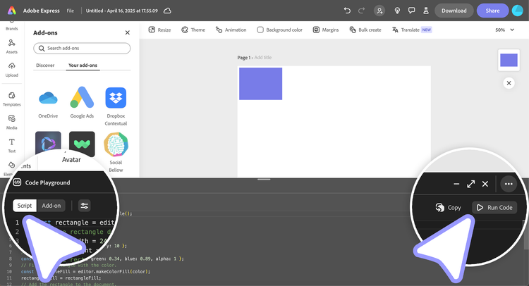 Code Playground Script Mode
