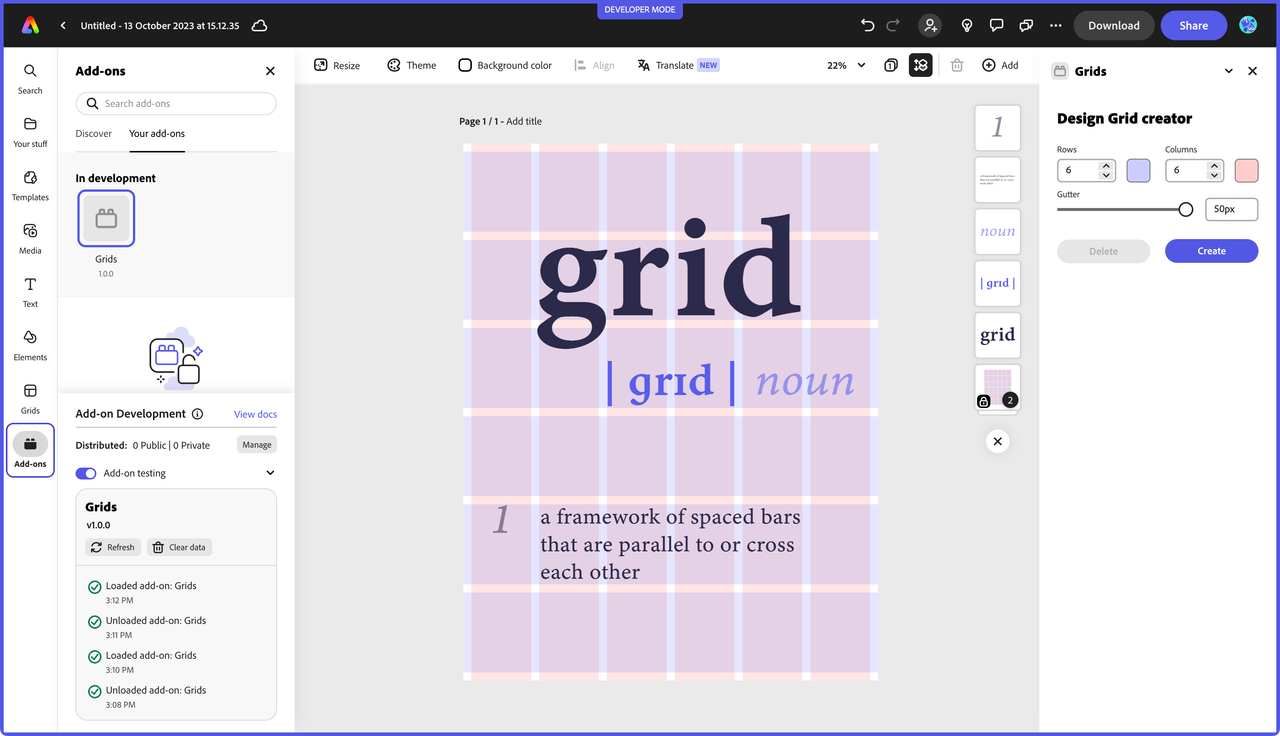 grids addon