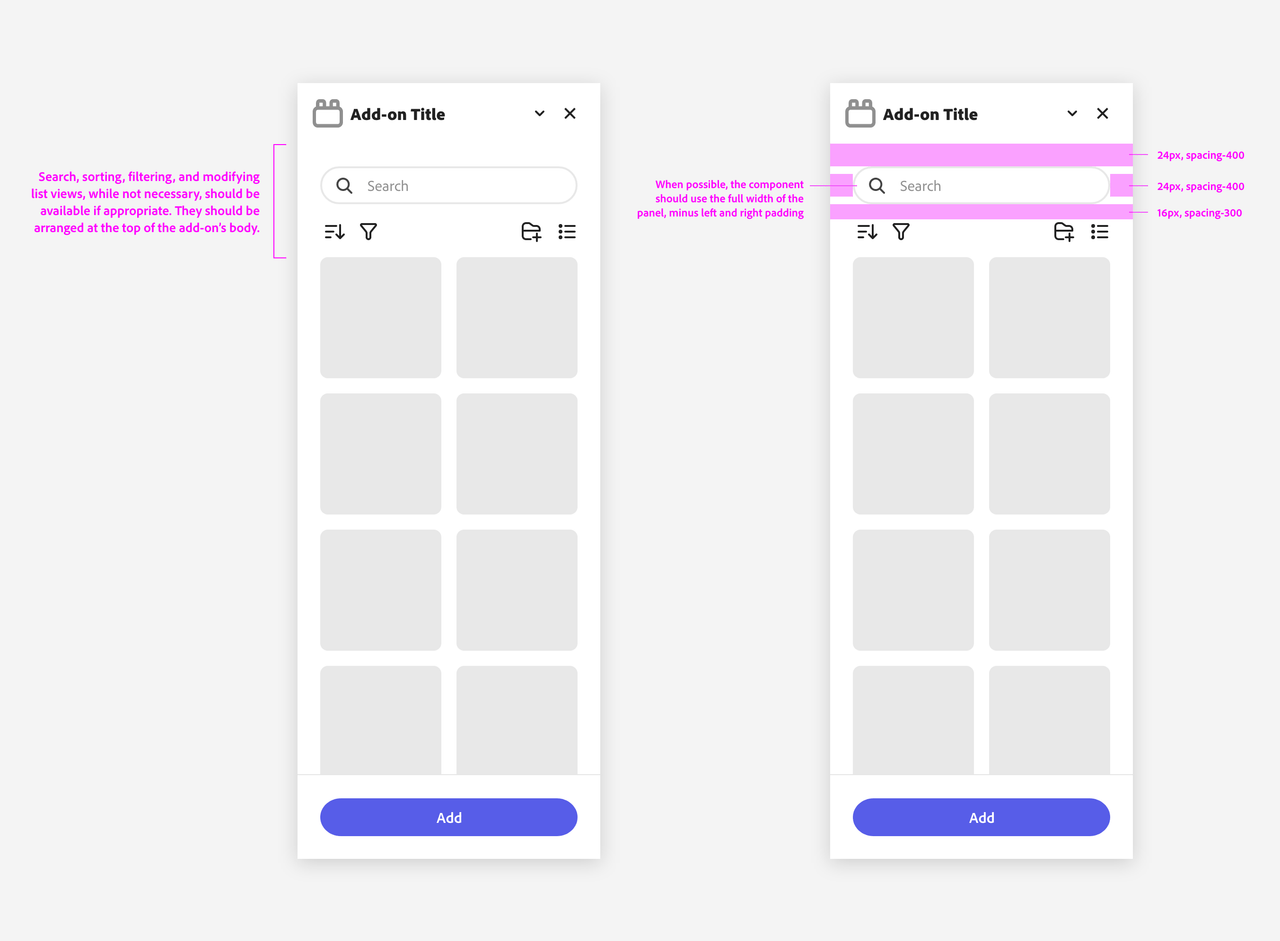 Panel Actions