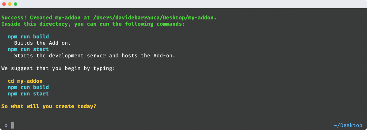 CLI completed message