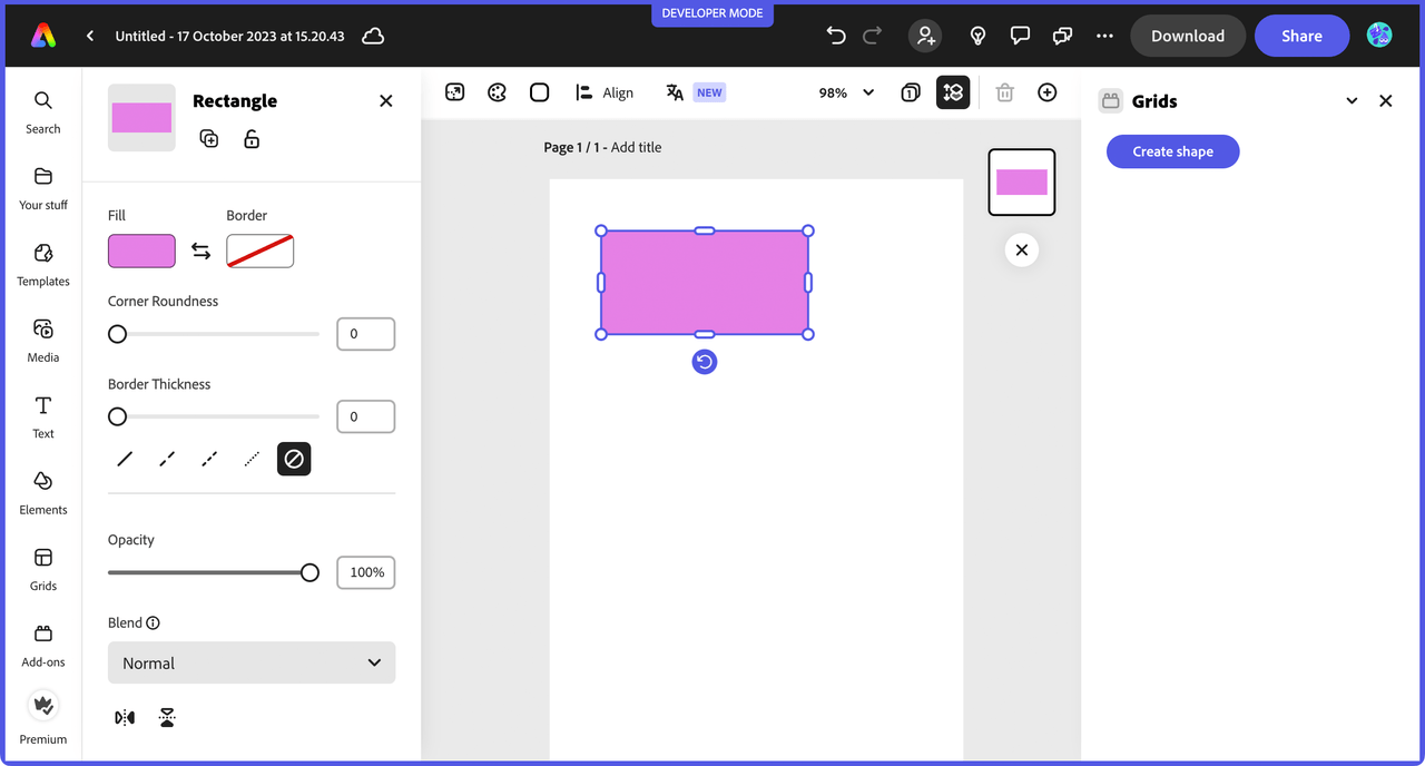 grids addon shape