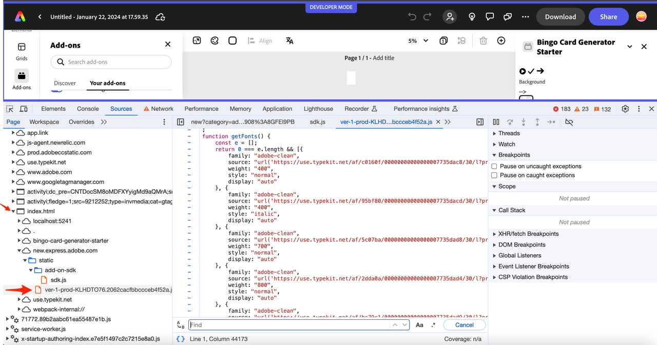 Injected fonts screenshot