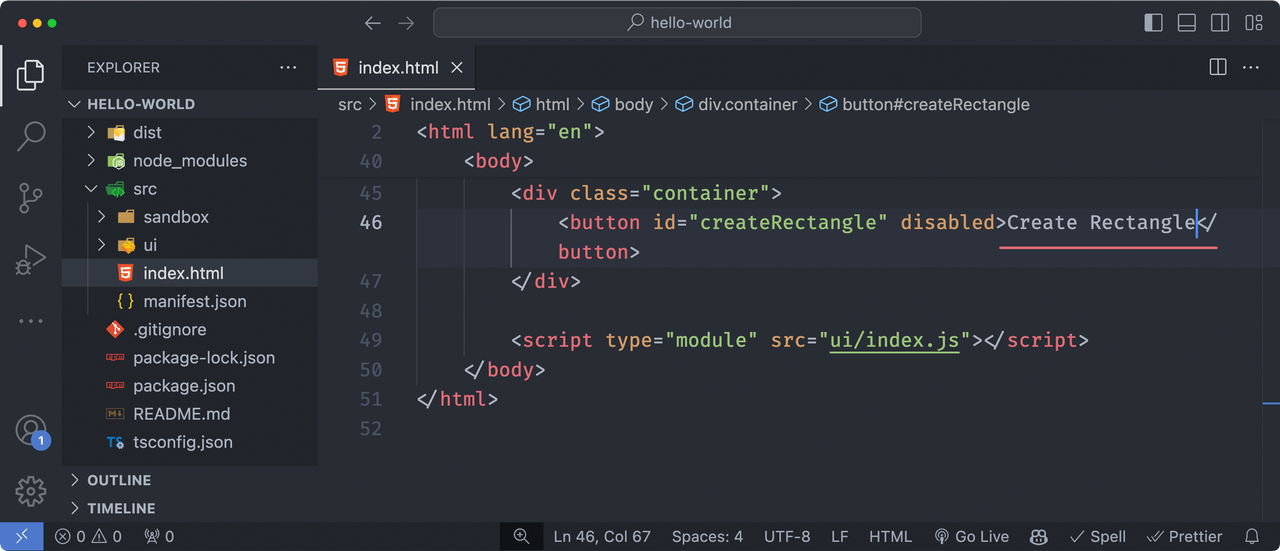 vs code create rectangle