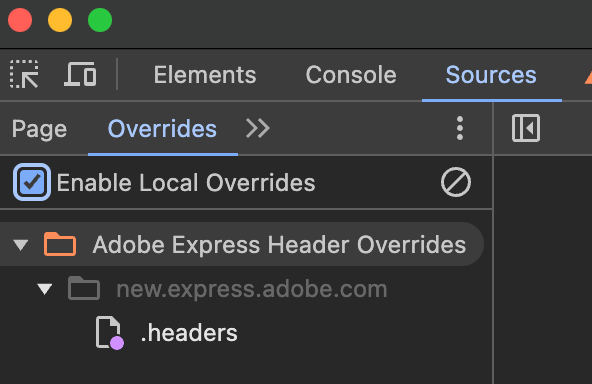 Disable overrides screenshot