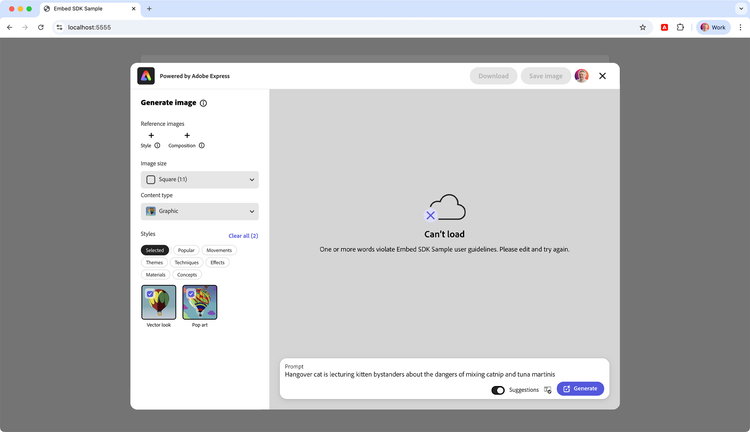 Generate image prompt moderation