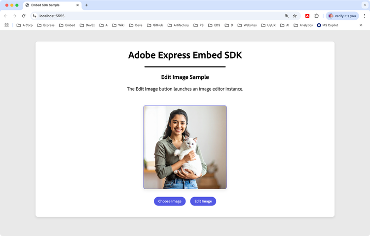 Embed SDK Edit Image integration UI