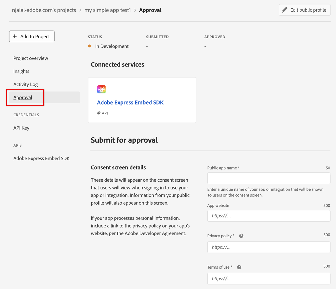 Submit for review in Console UI