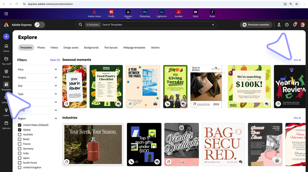 Template Browser - find collection