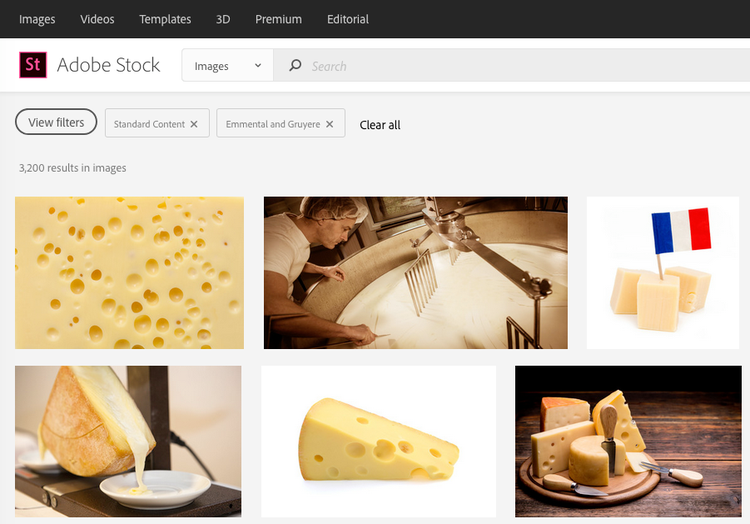 Adobe Stock category filter