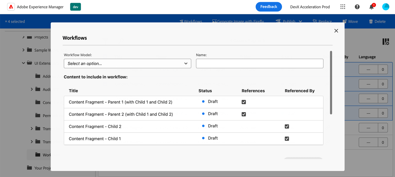 Workflows Modal and Workflow launching