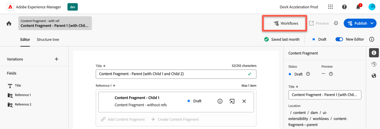 AEM Content Fragment Editor