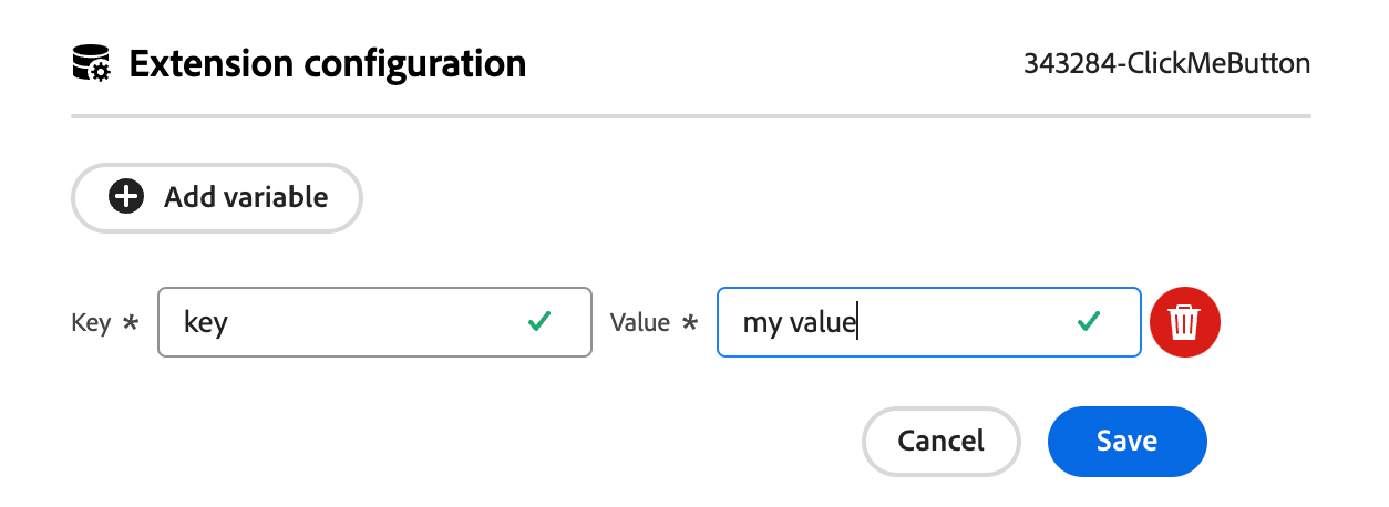 Configuration screen