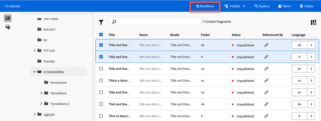 AEM Content Fragments Console