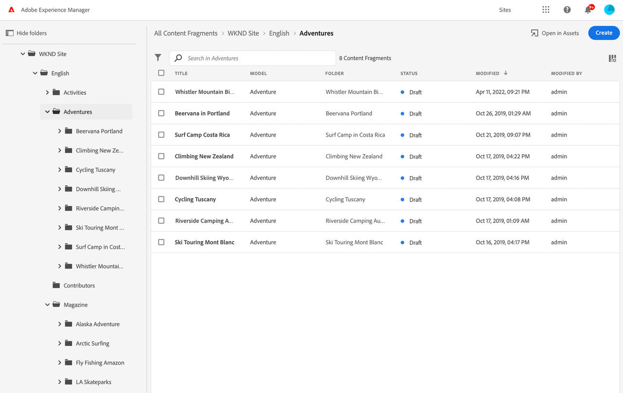 Contents Fragment Console