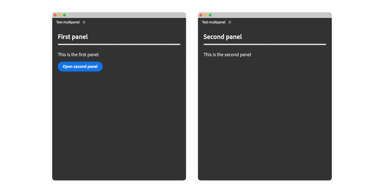 A UXP plugin with two panels open in the host application