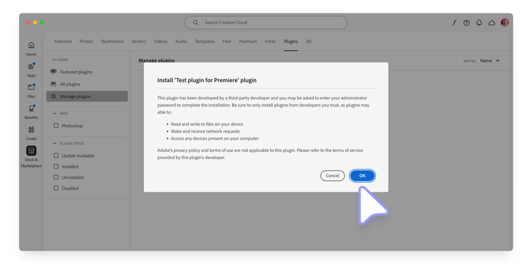 Installation dialog