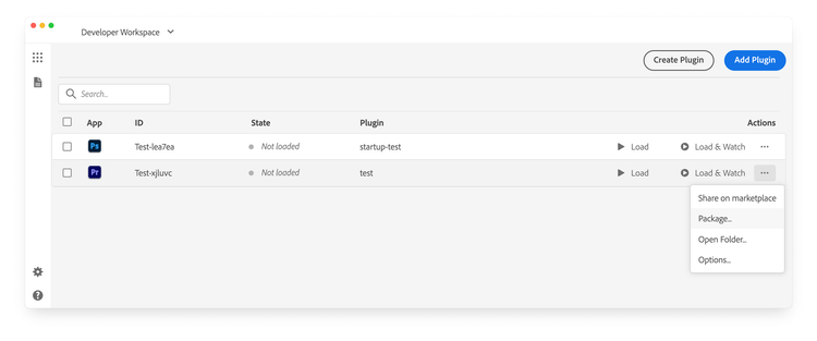 Package with the UXP Developer Tool