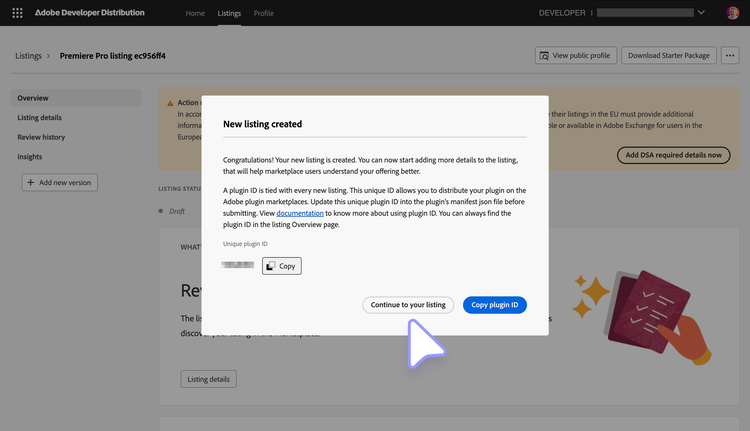 Developer Distribution - plugin ID